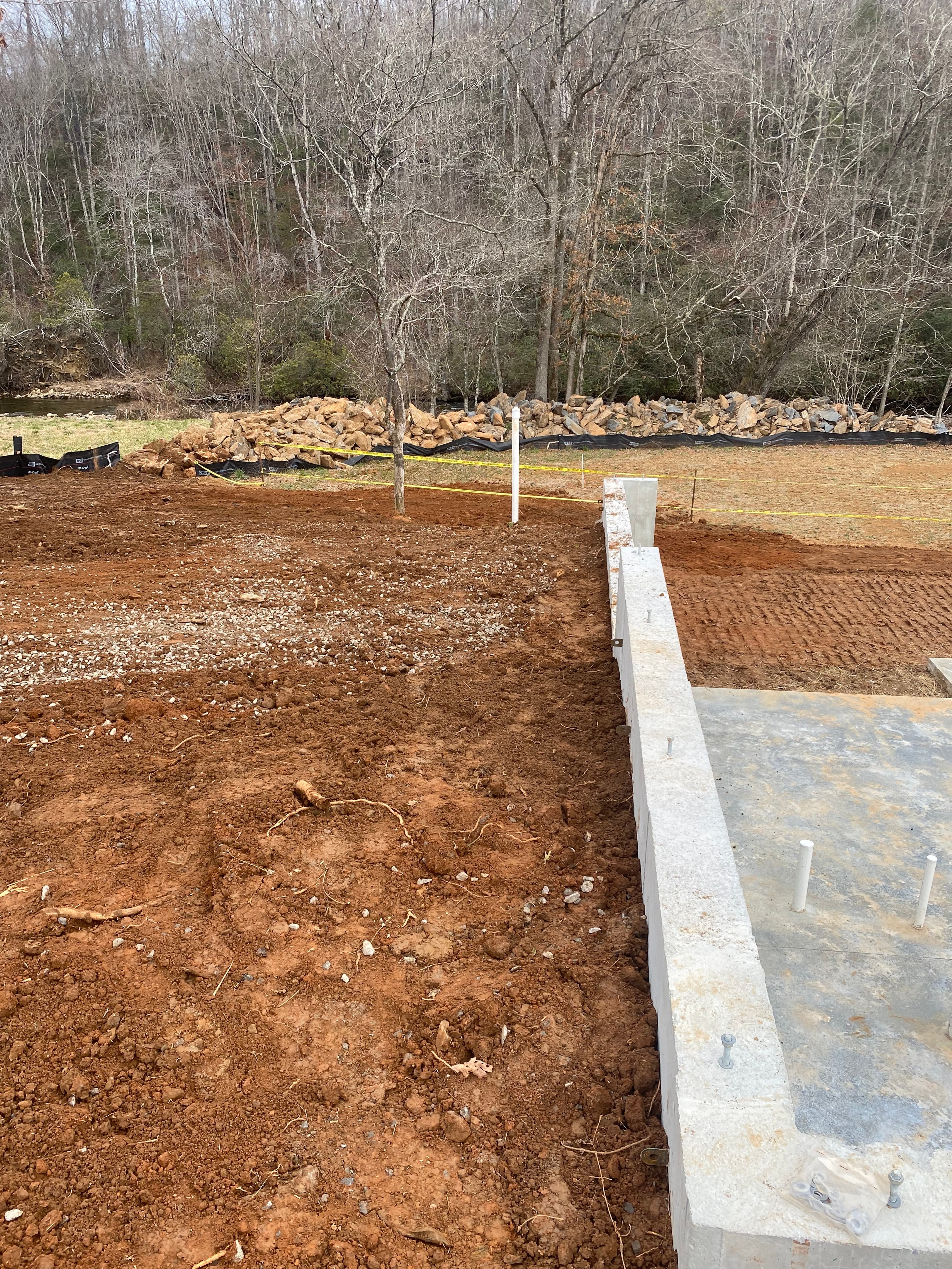 Construction site with concrete foundation